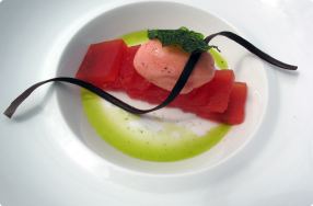 Condensed Watermelon w/ Basil Oil & Pepper