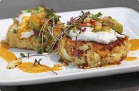 Mediterranean Crab Cakes w/ Heirloom Tomato Vinaigrette