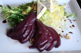 Frisée Salad w/ Poached Pears & Spiced Red Wine Glaze