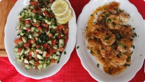 Cajun Shrimp w/ Tomato-Cucumber Salad 