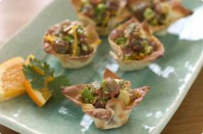 Ahi Tuna Tartare in Sesame Wonton Cups