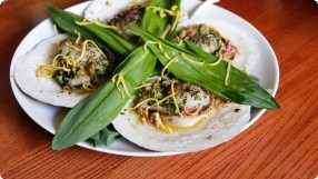 Whole Broiled Scallops w/ Fresh Ramp Salad