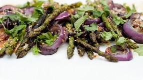 Grilled Asparagus & Red Onions w/ Sesame Vinaigrette