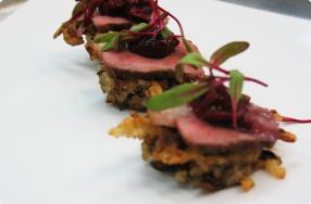 Seared Duck Breast on Wild Rice Pancakes