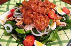 Spinach Salad w/ Warm Pancetta Dressing