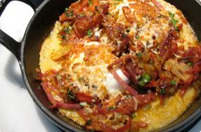 Polenta w/ Spicy Baked Eggs