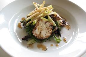 Pecan-Encrusted Goat Cheese Salad w/ Maple Vinaigrette